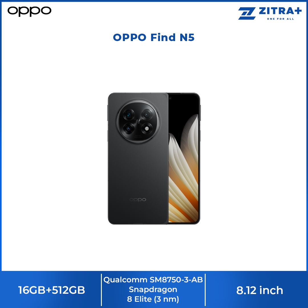 OPPO Find N5 16GB+512GB |  8.12 inches, Foldable LTPO OLED | 50MP Main Camera |  Qualcomm SM8750-3-AB Snapdragon 8 Elite (3 nm) | Si/C Li-Ion 5600 mAh