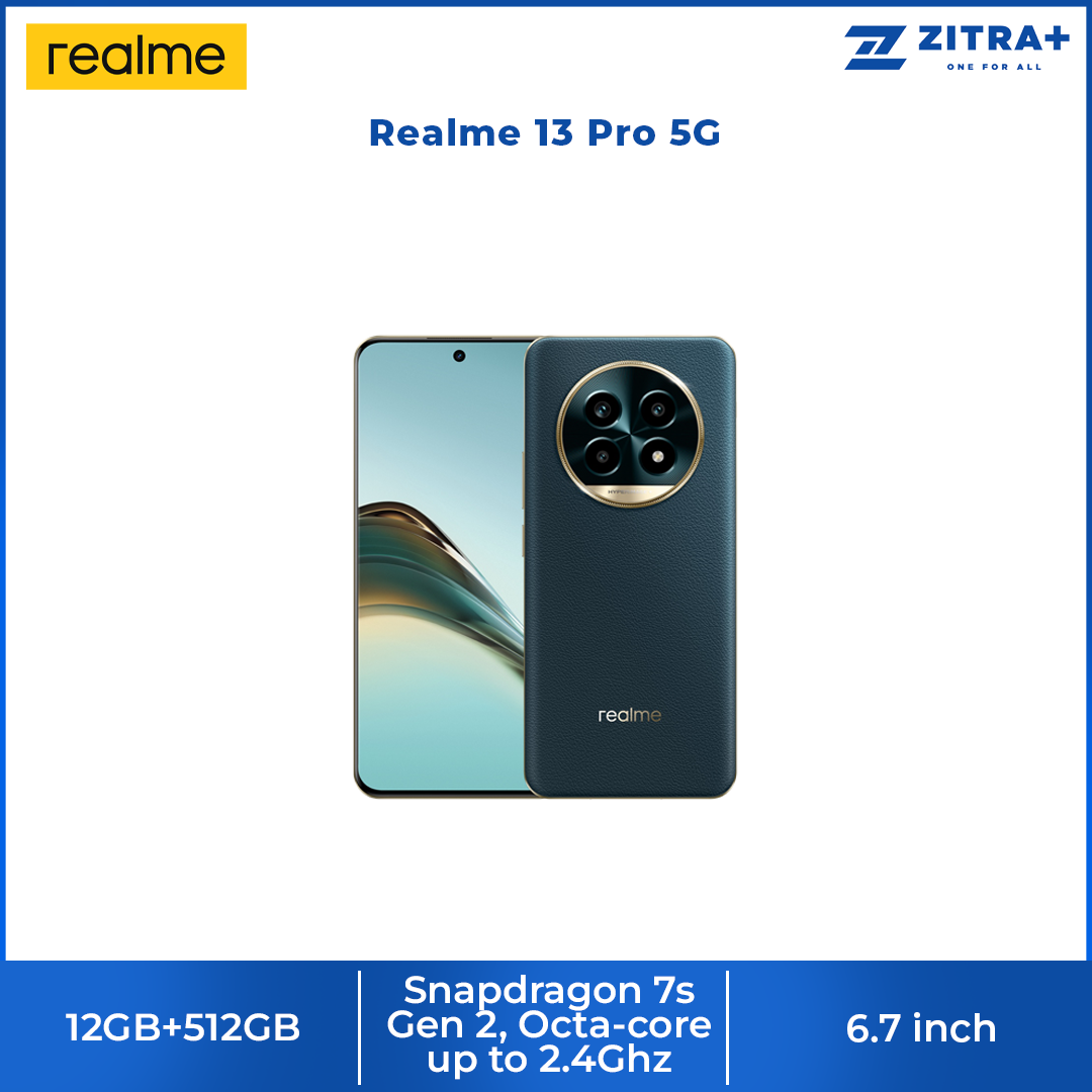 Realme 13 Pro 5G 12GB+512GB | 6.7 inches OLED | 50MP Sony LYT-600 OIS Camera | Snapdragon 7s Gen 2, Octa-core up to 2.4Ghz | Li-Po 5200mAh