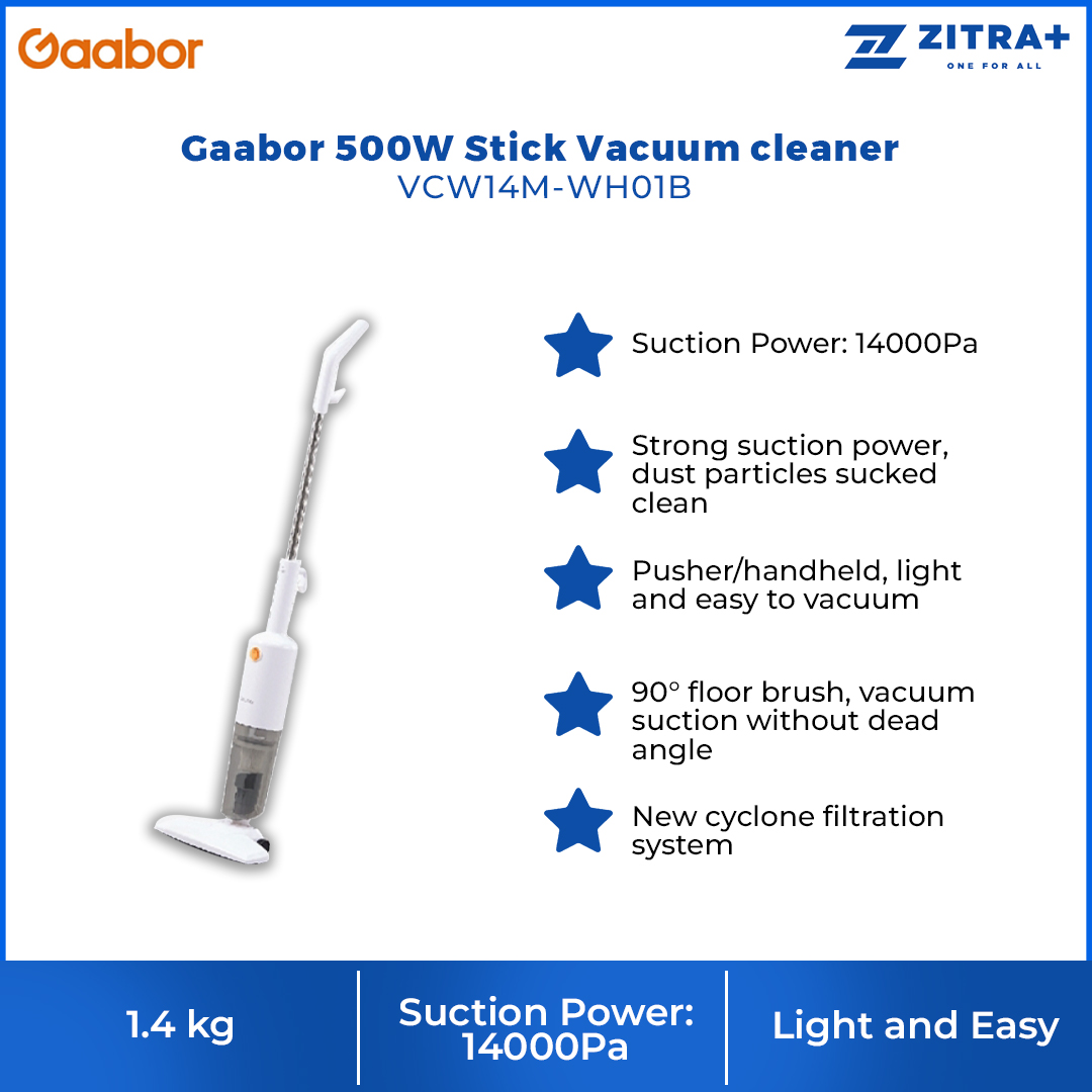 Gaabor 500W Stick Vacuum cleaner | VCW14M-WH01B | Stainless Steel Handle | New Filtration System