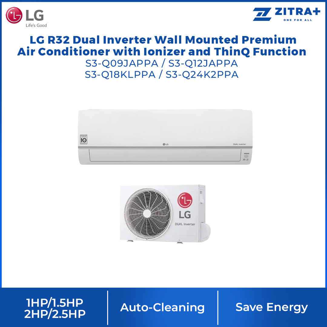 LG 1/1.5/2/2.5HP R32 Dual Inverter Wall Mounted Premium Air Conditioner with Ionizer and ThinQ Function | Save Energy | Smart Control