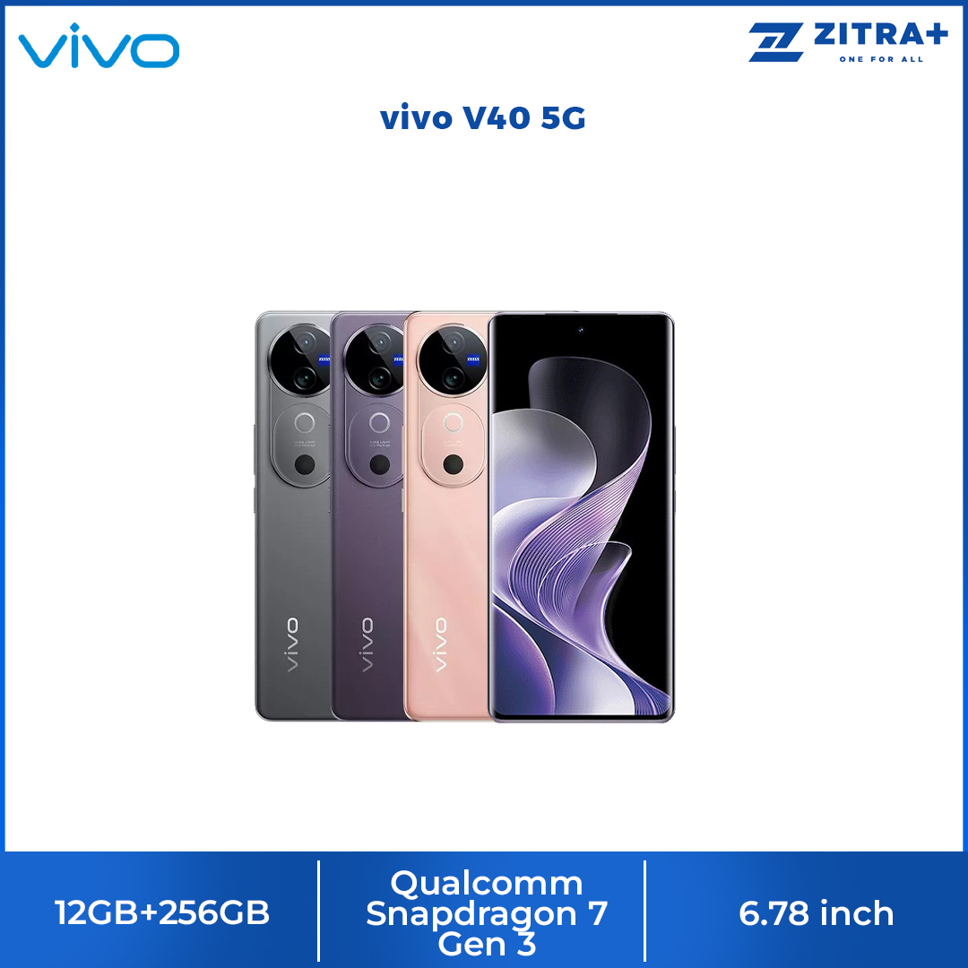 Vivo V40 5G 12GB+256GB | 50MP ZEISS All Main Camera |  Qualcomm Snapdragon Processor | 80W FlashCharge