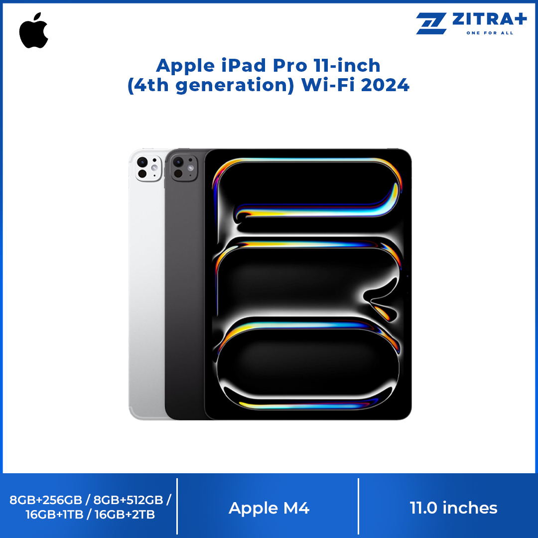 Apple iPad Pro 11-inch (4th generation) Wi-Fi 2024 16GB+2TB / 16GB+1TB / 8GB+512GB / 8GB+256GB | Ultra Retina XDR Display | Tandem OLED1 | Apple Pencil Hover | 1  Year General Warranty