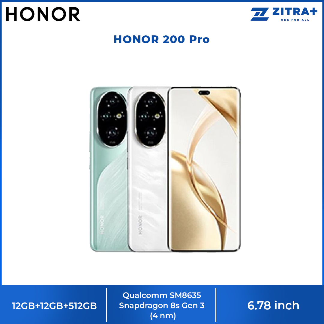 HONOR 200 Pro 12GB+12GB+512GB | Snapdragon 8s Gen 3 | Risk Free Dimming Eye Protection | Harcourt Potrait Mode | 1  Year General Warranty