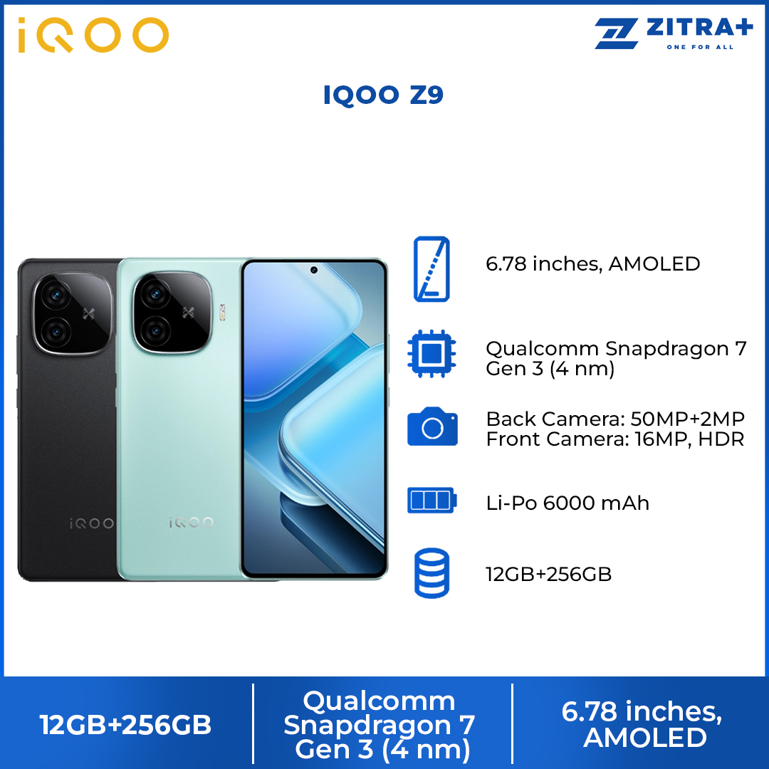 IQOO Z9 8GB+256GB | Snapdragon® 7 Gen 3 | 4D Game Vibration5 | Infrared Remote Control | 1  Year General Warranty