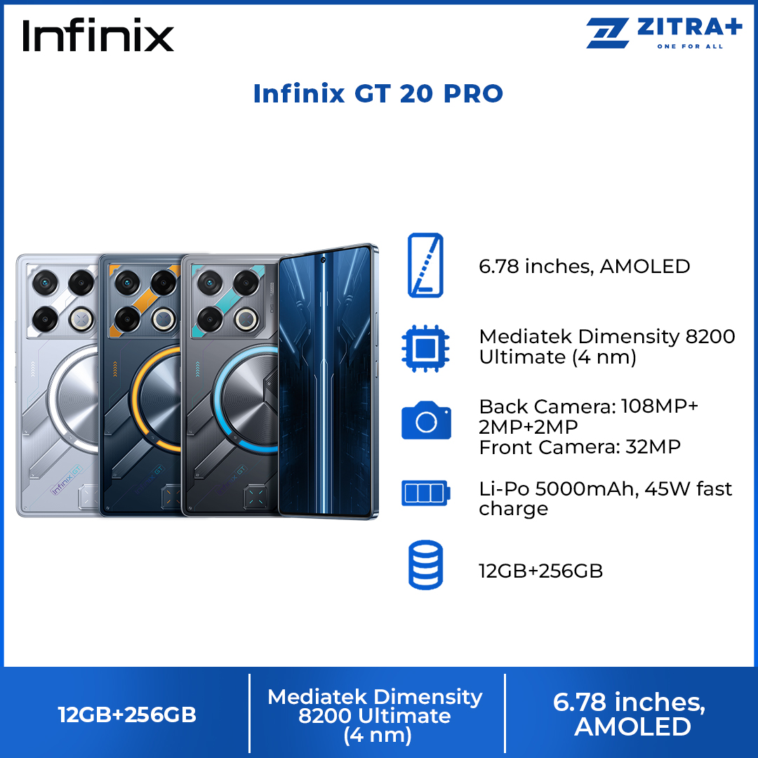 Infinix GT 20 PRO 12GB+256GB | Cyber Mecha Design With  Mecha Loop LED Interface | Ultra Powerful Signal  | Clean & Pure | 1  Year General Warranty