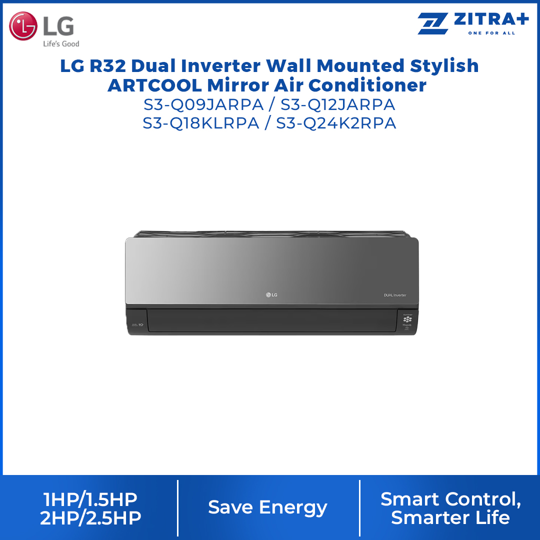 LG 1HP/1.5HP/2HP/2.5HP R32 Dual Inverter Wall Mounted Stylish ARTCOOL Mirror Air Conditioner | Save Energy | Auto-Cleaning | Smart Control
