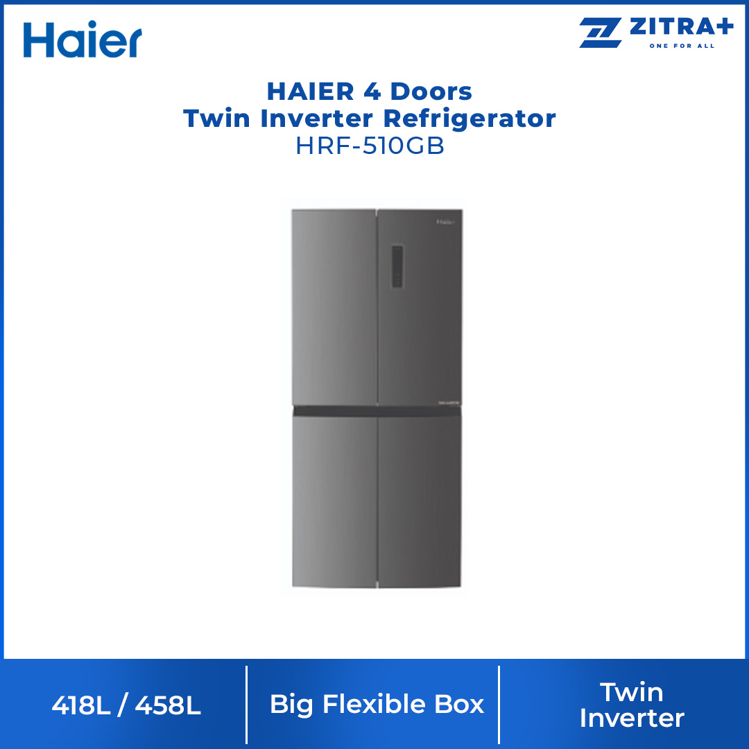 HAIER 510L 4 Doors Twin Inverter Refrigerator HRF-510GB/HRF-510MG | Immersive Touch Screen | Big Flexible Box | 360° Precise Cooling | LED Lighting | Save Energy | Eco Friendly Refrigerant | Refrigerators with 2 Year Warranty