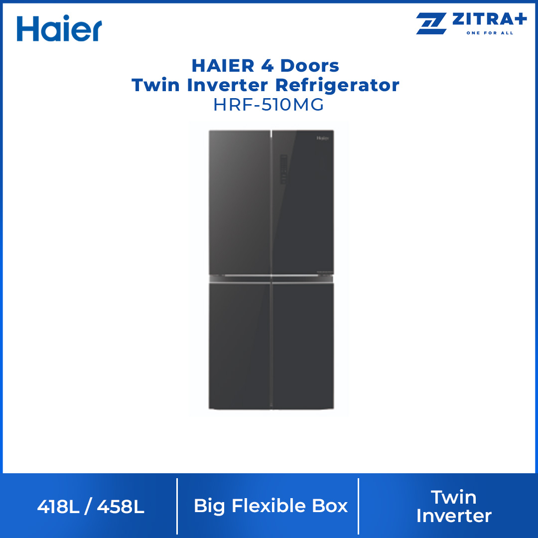 HAIER 510L 4 Doors Twin Inverter Refrigerator HRF-510GB/HRF-510MG | Immersive Touch Screen | Big Flexible Box | 360° Precise Cooling | LED Lighting | Save Energy | Eco Friendly Refrigerant | Refrigerators with 2 Year Warranty