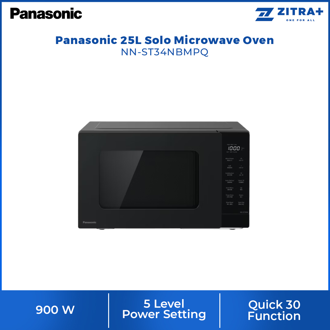 Panasonic 24L Grill Combination/25L Solo Microwave Oven NN-GT35NBMPQ/NN-ST34NBMPQ | 5 Level Power | Quick 30 Function