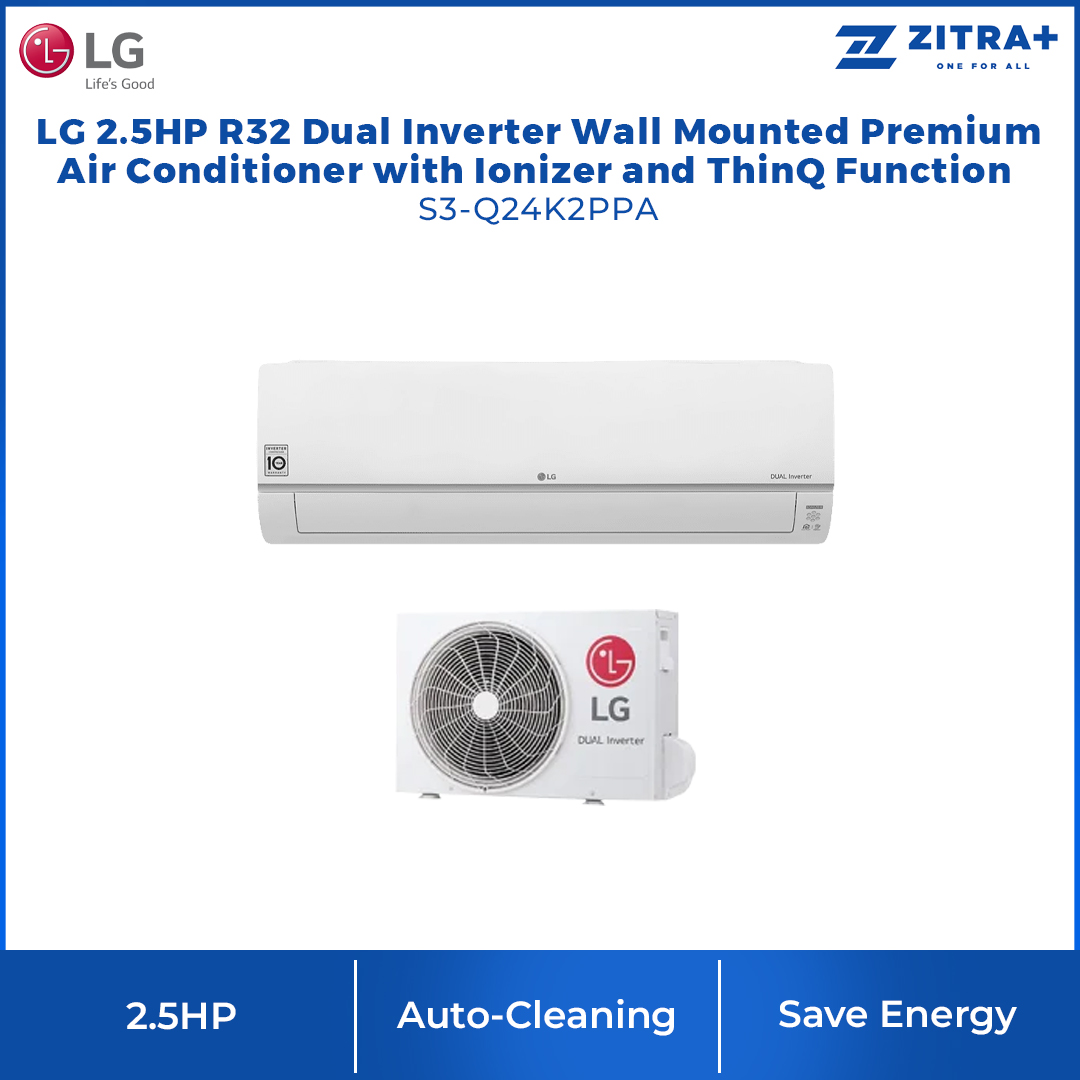 LG 1/1.5/2/2.5HP R32 Dual Inverter Wall Mounted Premium Air Conditioner with Ionizer and ThinQ Function | Save Energy | Smart Control