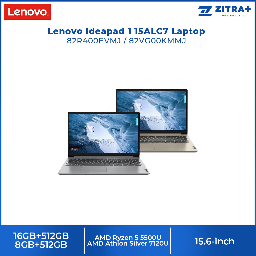 Lenovo Ideapad 1 15AMN7/15ALC7  Laptop 82VG00KMMJ/82R400EVMJ (AMD Ryzen 5 5500U/ 8GB+512GB / 15.6-inch / ) | 	AMD Radeon™ 610M Graphics | AMD SoC | Laptop with 2 Year Warranty
