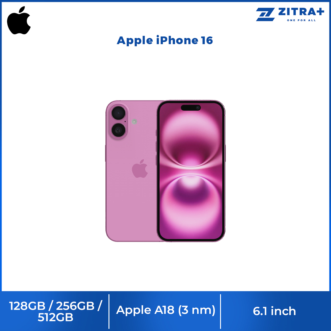 Apple iPhone 16 | 6.1" Super Retina XDR OLED | 48 MP Main Camera | Apple A18 (3 nm) | USB Type-C 2.0, DisplayPort | Stereo Speakers Sound | Smartphone with 1 Year Warranty