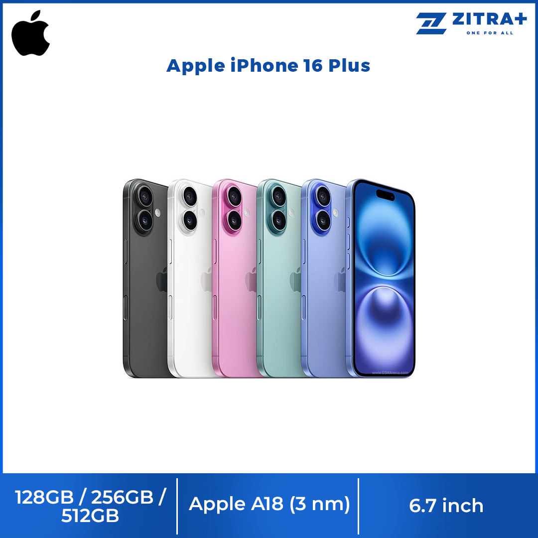 Apple iPhone 16 Plus | 6.7" Super Retina XDR OLED | 48 MP Main Camera | Apple A18 (3 nm) | USB Type-C 2.0, DisplayPort | Stereo Speakers Sound | Smartphone with 1 Year Warranty
