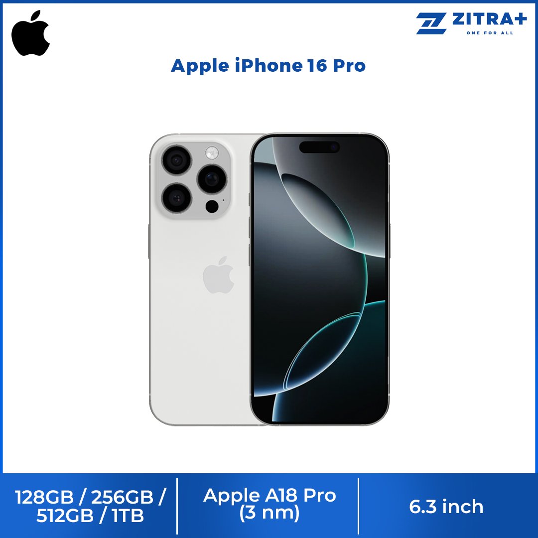 Apple iPhone 16 Pro | 6.3" LTPO Super Retina XDR OLED | 48 MP Main Camera | Apple A18 Pro (3 nm) | USB Type-C 3.2 Gen 2, DisplayPort | Stereo Speakers Sound | Smartphone with 1 Year Warranty