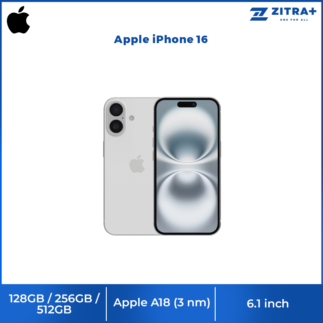 Apple iPhone 16 | 6.1" Super Retina XDR OLED | 48 MP Main Camera | Apple A18 (3 nm) | USB Type-C 2.0, DisplayPort | Stereo Speakers Sound | Smartphone with 1 Year Warranty