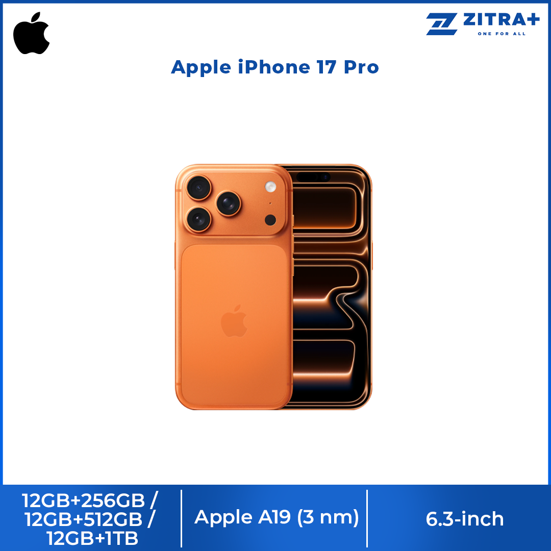 Apple iPhone 17 Pro | Heat-Forged Aluminium Unibody | All 48MP Fusion Rear Cameras | Vapour Cooled | Ceramic Shield 2 3x More Scratch Resistant