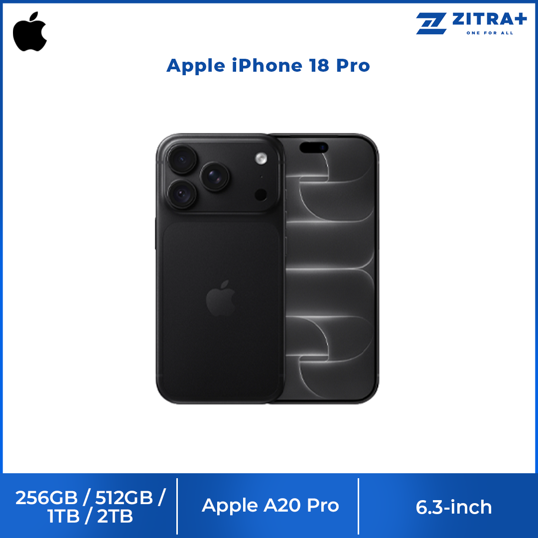 Apple iPhone 18 Pro 256GB / 512GB / 1TB / 2TB | 6.3-inch, LTPO Super Retina XDR OLED | 48MP Rear Camera | iOS 27 | Apple A20 Pro | Li-Ion 4056 mAh