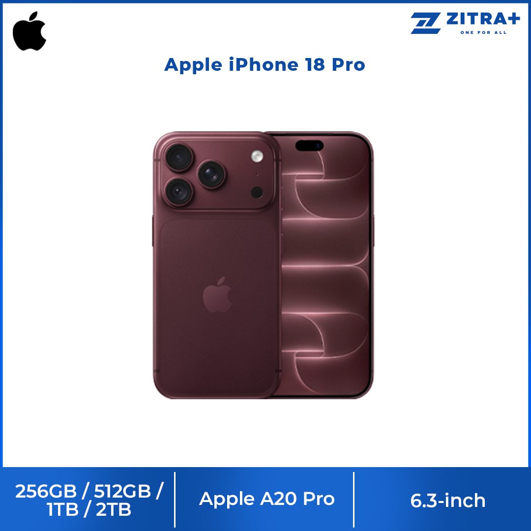 Apple iPhone 18 Pro 256GB / 512GB / 1TB / 2TB | 6.3-inch, LTPO Super Retina XDR OLED | 48MP Rear Camera | iOS 27 | Apple A20 Pro | Li-Ion 4056 mAh