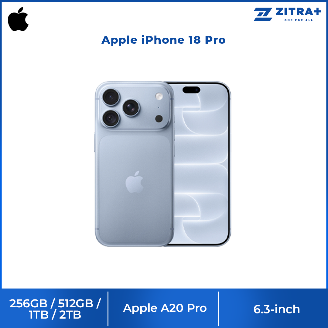 Apple iPhone 18 Pro 256GB / 512GB / 1TB / 2TB | 6.3-inch, LTPO Super Retina XDR OLED | 48MP Rear Camera | iOS 27 | Apple A20 Pro | Li-Ion 4056 mAh