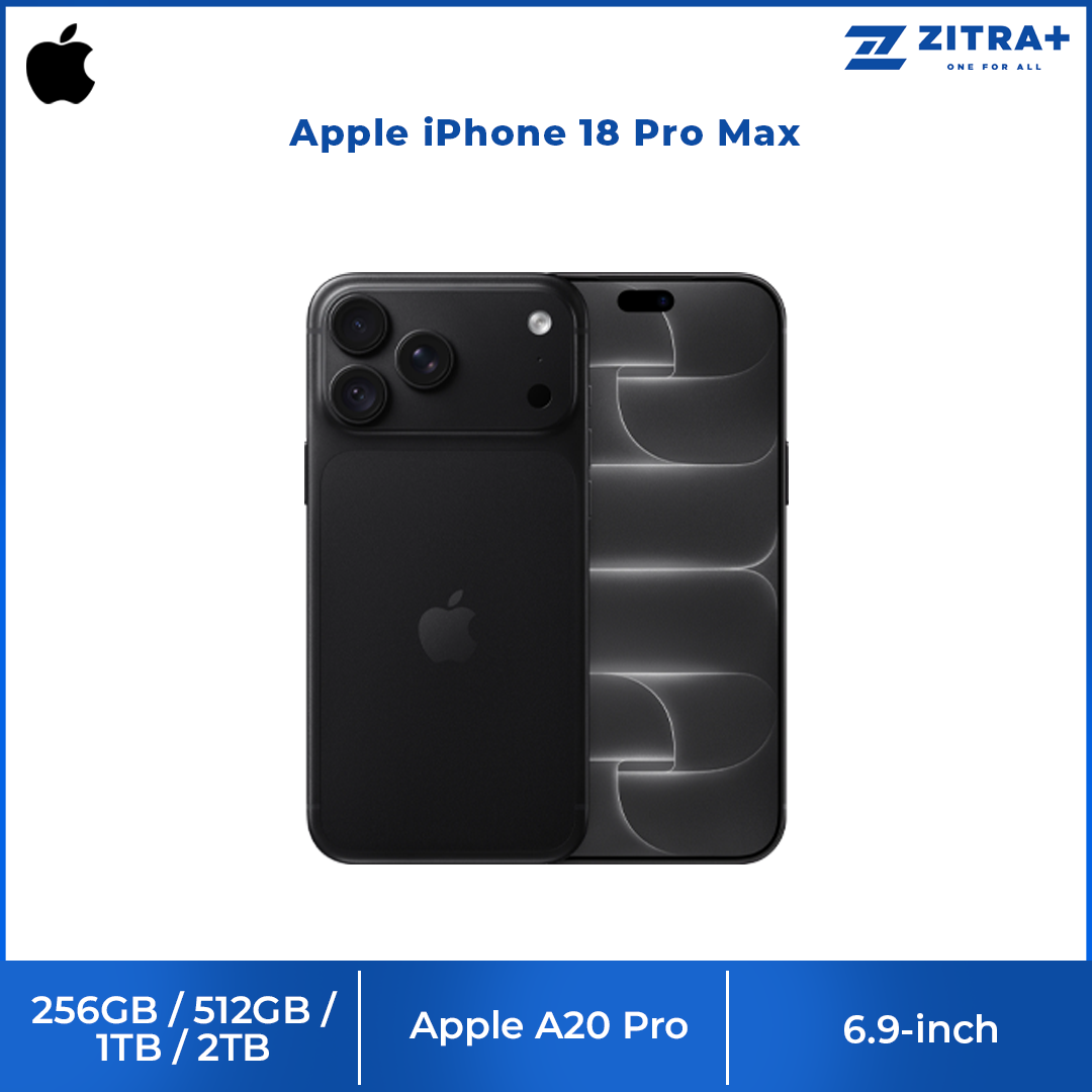 Apple iPhone 18 Pro Max 256GB / 512GB / 1TB / 2TB | 6.9-inch, LTPO Super Retina XDR OLED | 48MP Rear Camera | iOS 27 | Apple A20 Pro | Li-Ion 5391 mAh