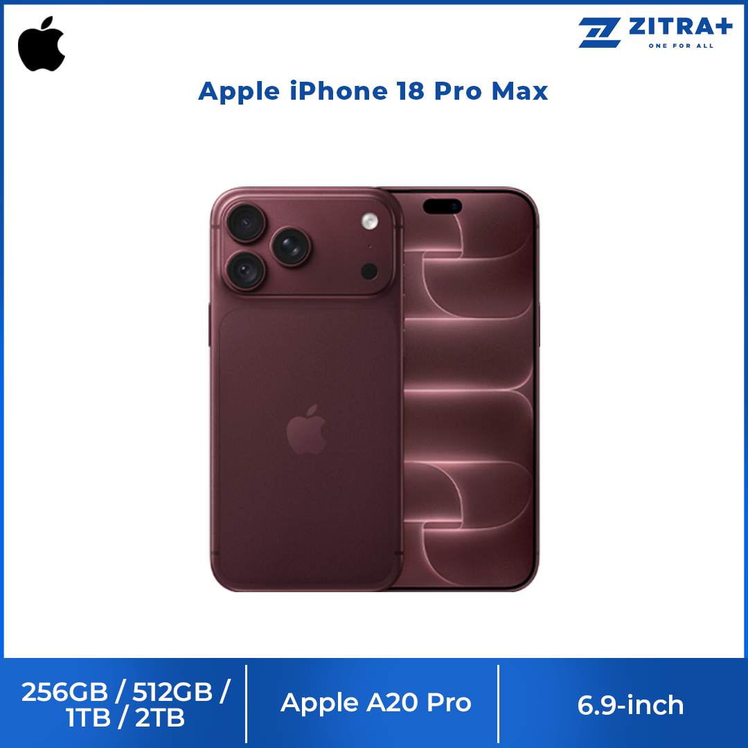 Apple iPhone 18 Pro Max 256GB / 512GB / 1TB / 2TB | 6.9-inch, LTPO Super Retina XDR OLED | 48MP Rear Camera | iOS 27 | Apple A20 Pro | Li-Ion 5391 mAh