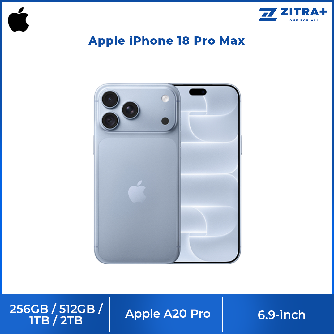 Apple iPhone 18 Pro Max 256GB / 512GB / 1TB / 2TB | 6.9-inch, LTPO Super Retina XDR OLED | 48MP Rear Camera | iOS 27 | Apple A20 Pro | Li-Ion 5391 mAh