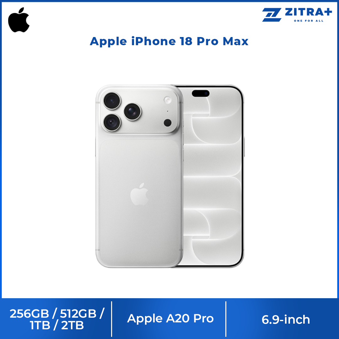 Apple iPhone 18 Pro Max 256GB / 512GB / 1TB / 2TB | 6.9-inch, LTPO Super Retina XDR OLED | 48MP Rear Camera | iOS 27 | Apple A20 Pro | Li-Ion 5391 mAh