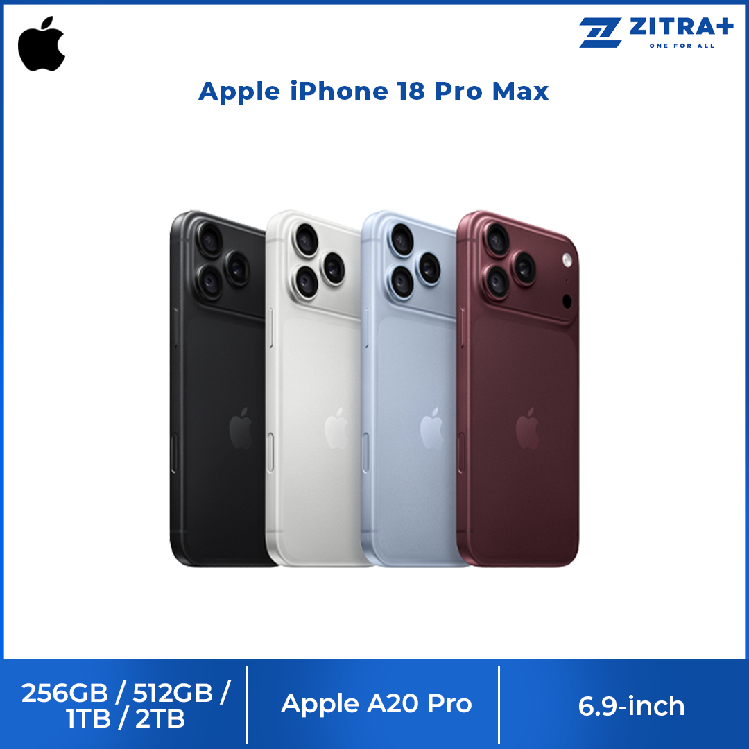 Apple iPhone 18 Pro Max 256GB / 512GB / 1TB / 2TB | 6.9-inch, LTPO Super Retina XDR OLED | 48MP Rear Camera | iOS 27 | Apple A20 Pro | Li-Ion 5391 mAh