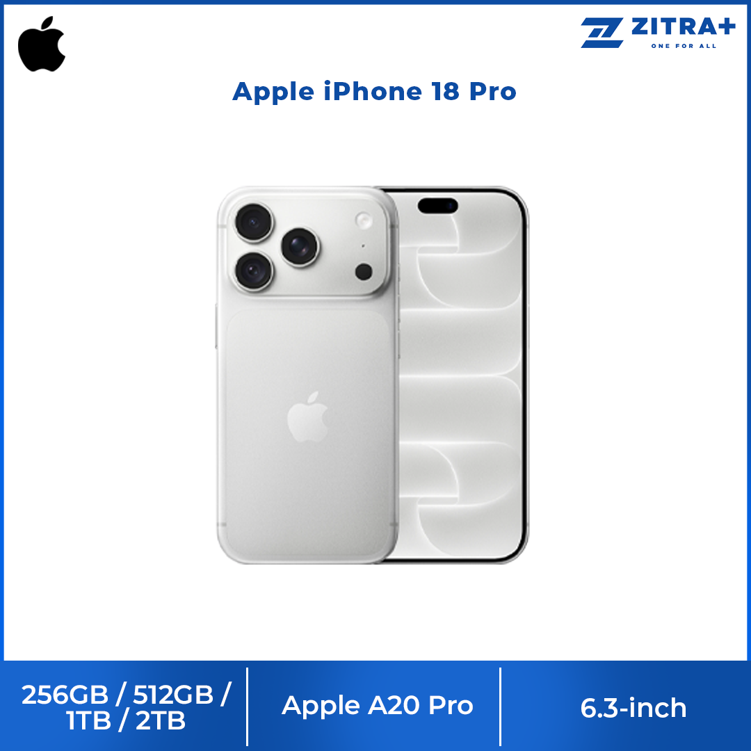 Apple iPhone 18 Pro 256GB / 512GB / 1TB / 2TB | 6.3-inch, LTPO Super Retina XDR OLED | 48MP Rear Camera | iOS 27 | Apple A20 Pro | Li-Ion 4056 mAh