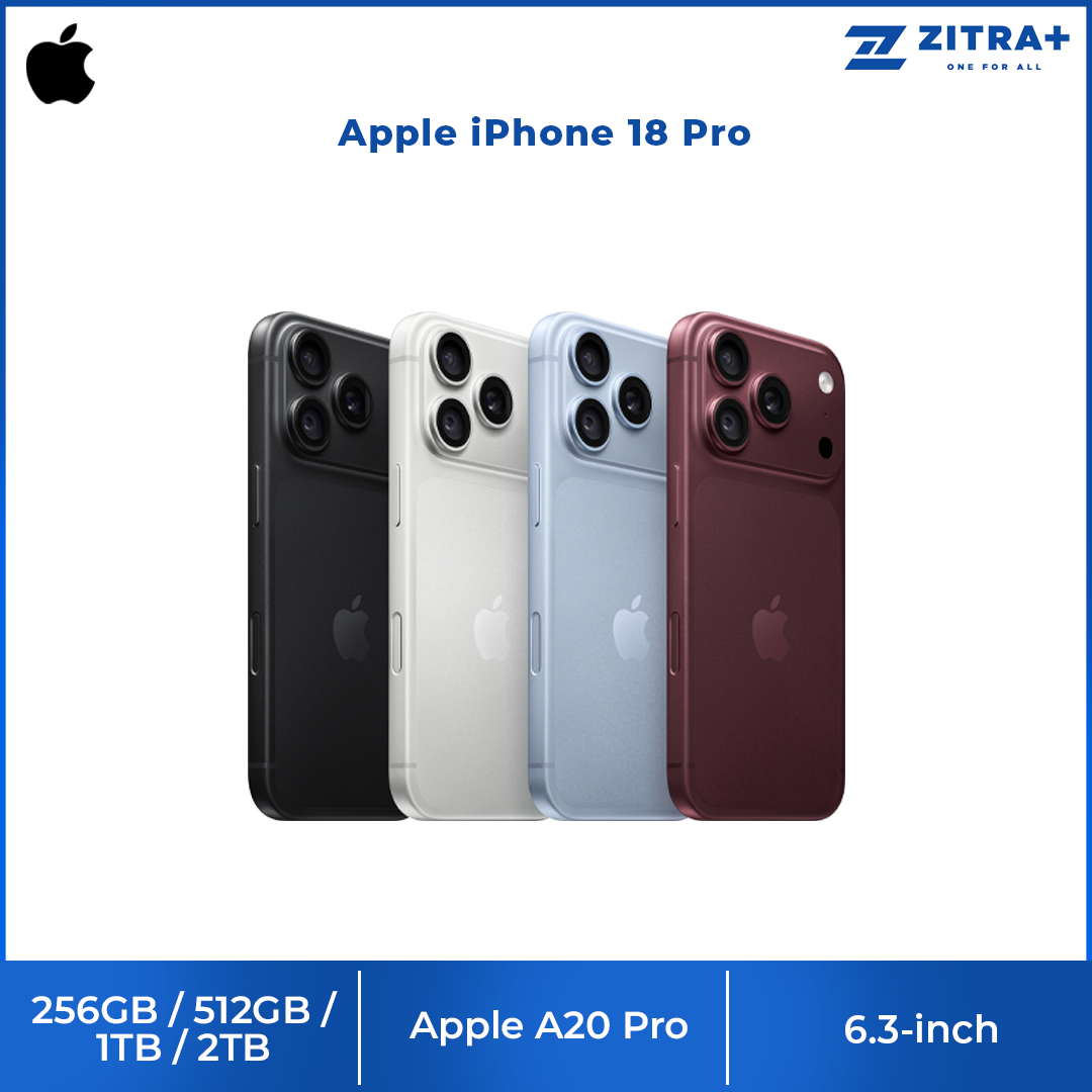 Apple iPhone 18 Pro 256GB / 512GB / 1TB / 2TB | 6.3-inch, LTPO Super Retina XDR OLED | 48MP Rear Camera | iOS 27 | Apple A20 Pro | Li-Ion 4056 mAh