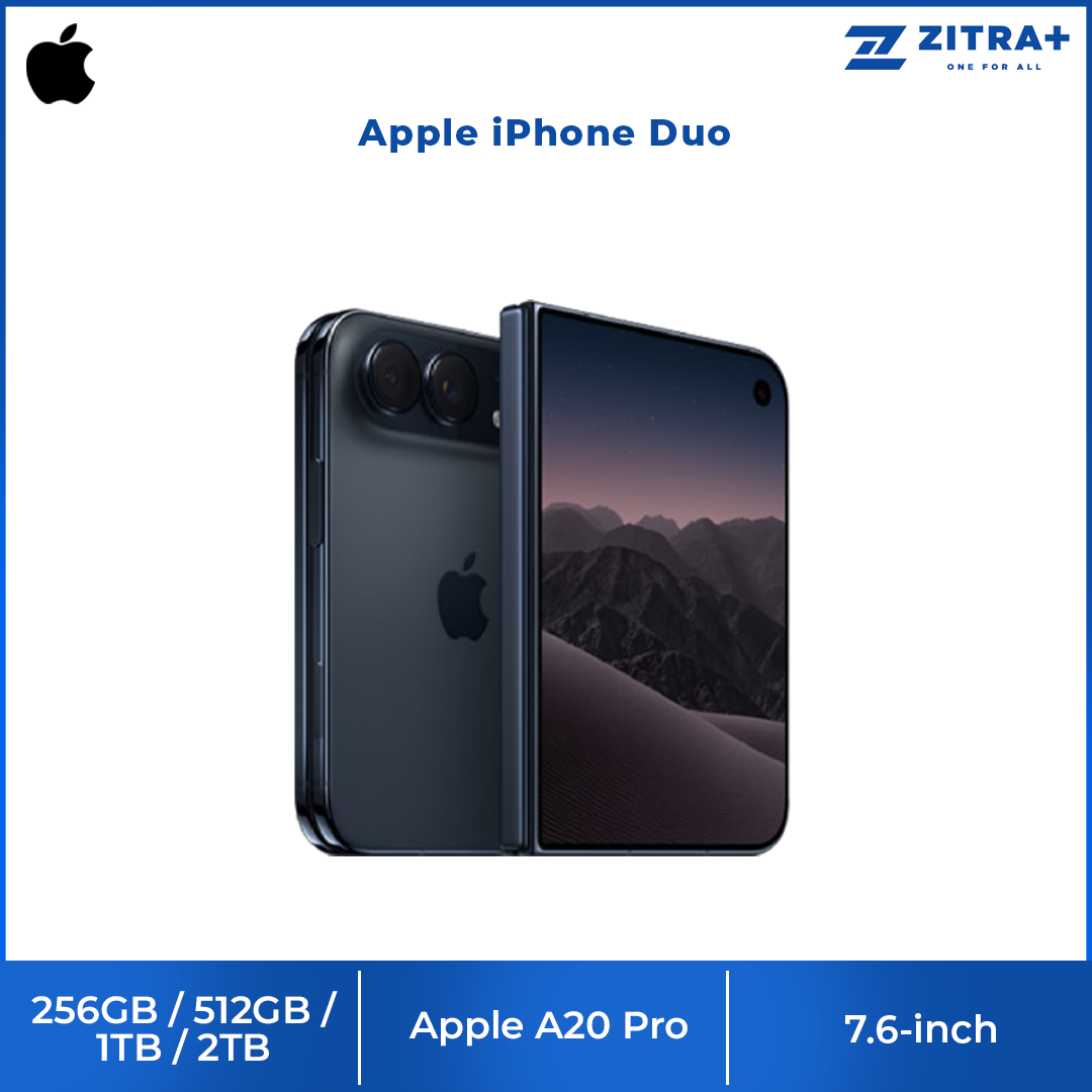 Apple iPhone Duo 256GB / 512GB / 1TB / 2TB | 7.6-inch, LTPO Super Retina XDR OLED| 48MP Rear Camera | iOS 27 | Apple A20 Pro | Li-Ion 5400 mAh