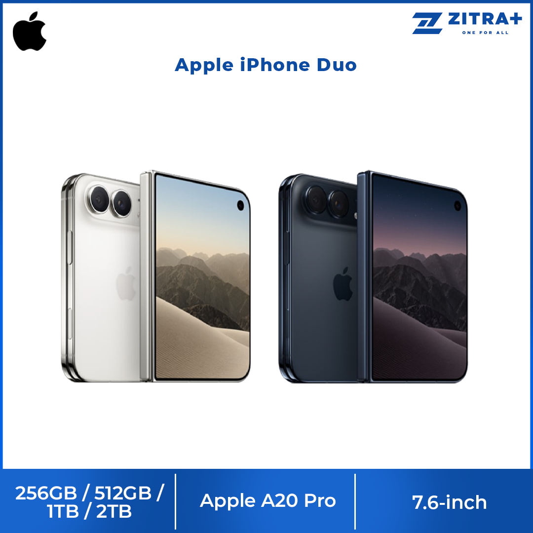 Apple iPhone Duo 256GB / 512GB / 1TB / 2TB | 7.6-inch, LTPO Super Retina XDR OLED| 48MP Rear Camera | iOS 27 | Apple A20 Pro | Li-Ion 5400 mAh