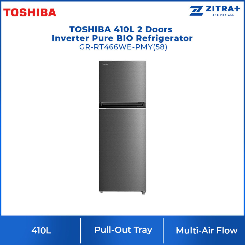 TOSHIBA 410L 2 Doors Inverter Pure BIO Refrigerator GR-RT466WE-PMY(58) | Electronic Control | Multi- Air Flow | Origin Inverter | Refrigerator with 1 Year Warranty