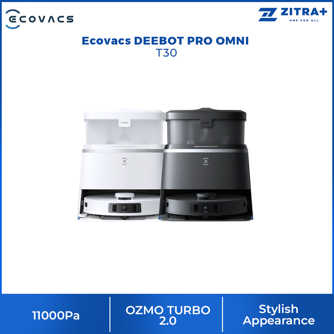 Ecovacs 11000Pa DEEBOT PRO OMNI T30 | Mini OMNI Station | Stylish Appearance | TruEdge Adaptive Edge Mopping