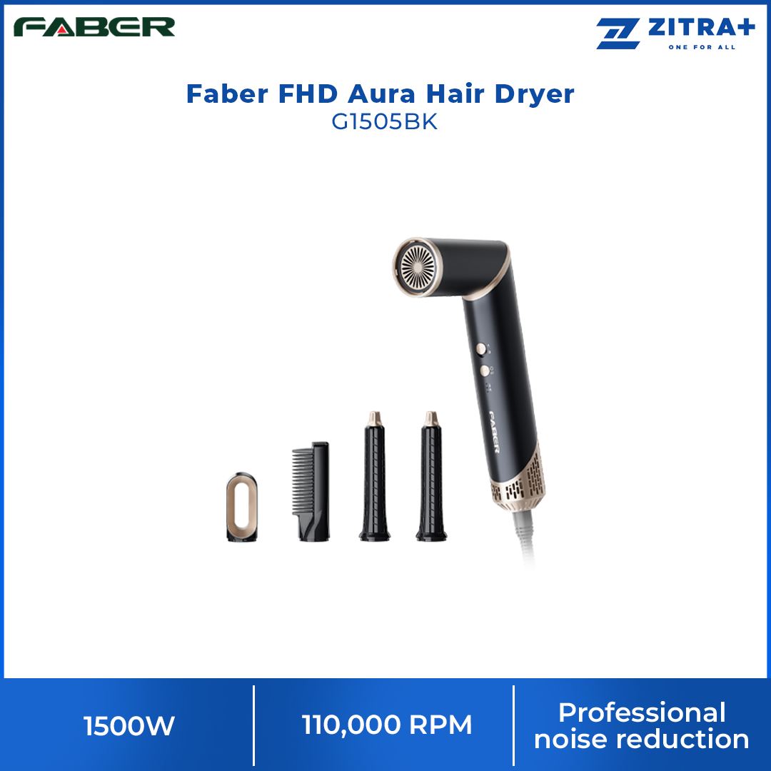 Faber 1500W FHD Aura Hair Dryer | G1505BK/R1501BK | Cool Shot Function | Multiple Heat and Speed Settings | Stylish Design