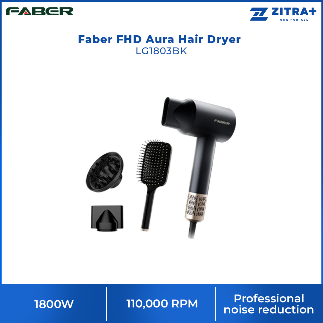 Faber 1800W FHD Aura Hair Dryer | LG1803BK/LR1801BK | Multiple Heat Settings | Cool Shot Button | Powerful Motor