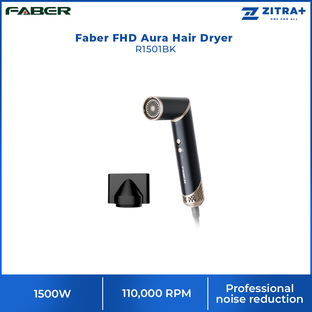 Faber 1500W FHD Aura Hair Dryer | G1505BK/R1501BK | Cool Shot Function | Multiple Heat and Speed Settings | Stylish Design