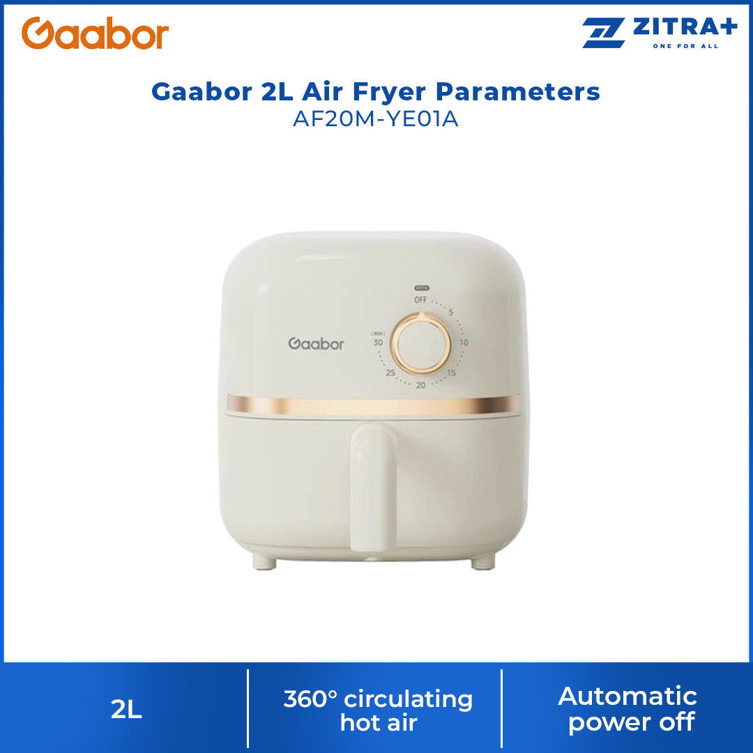 Gaabor 2L Air Fryer Parameters AF20M-YE01A | 360° Circulating Hot Air | Easy The Operating | Easy To Clean | 1  Year General Warranty