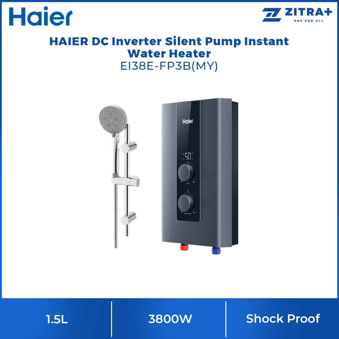 HAIER 3800W DC Inverter Silent Pump Instant Water Heater EI38E-FP3B(MY) | Shock Proof | Solid Structure Tank