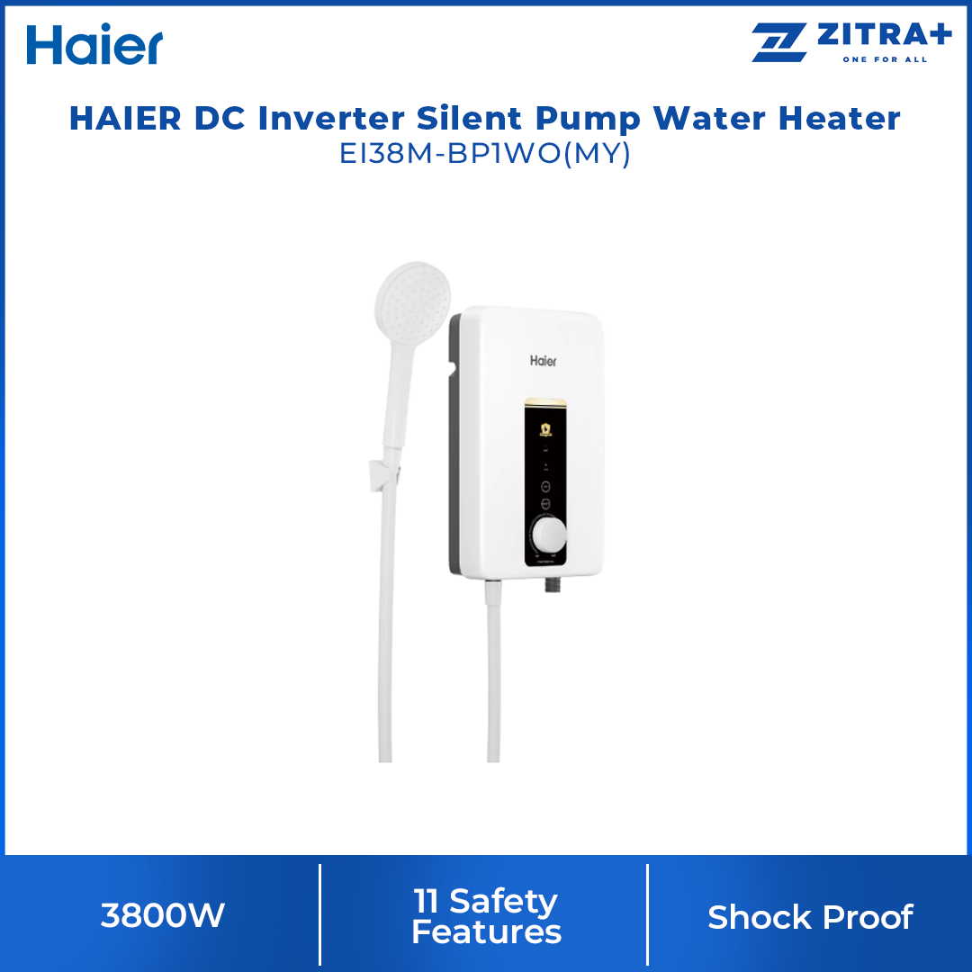 HAIER 3800W DC Inverter Silent Pump Water Heater EI38M-BP1WO(MY) | 11 Safety Features | Shock Proof | 3D AI Thermostat System