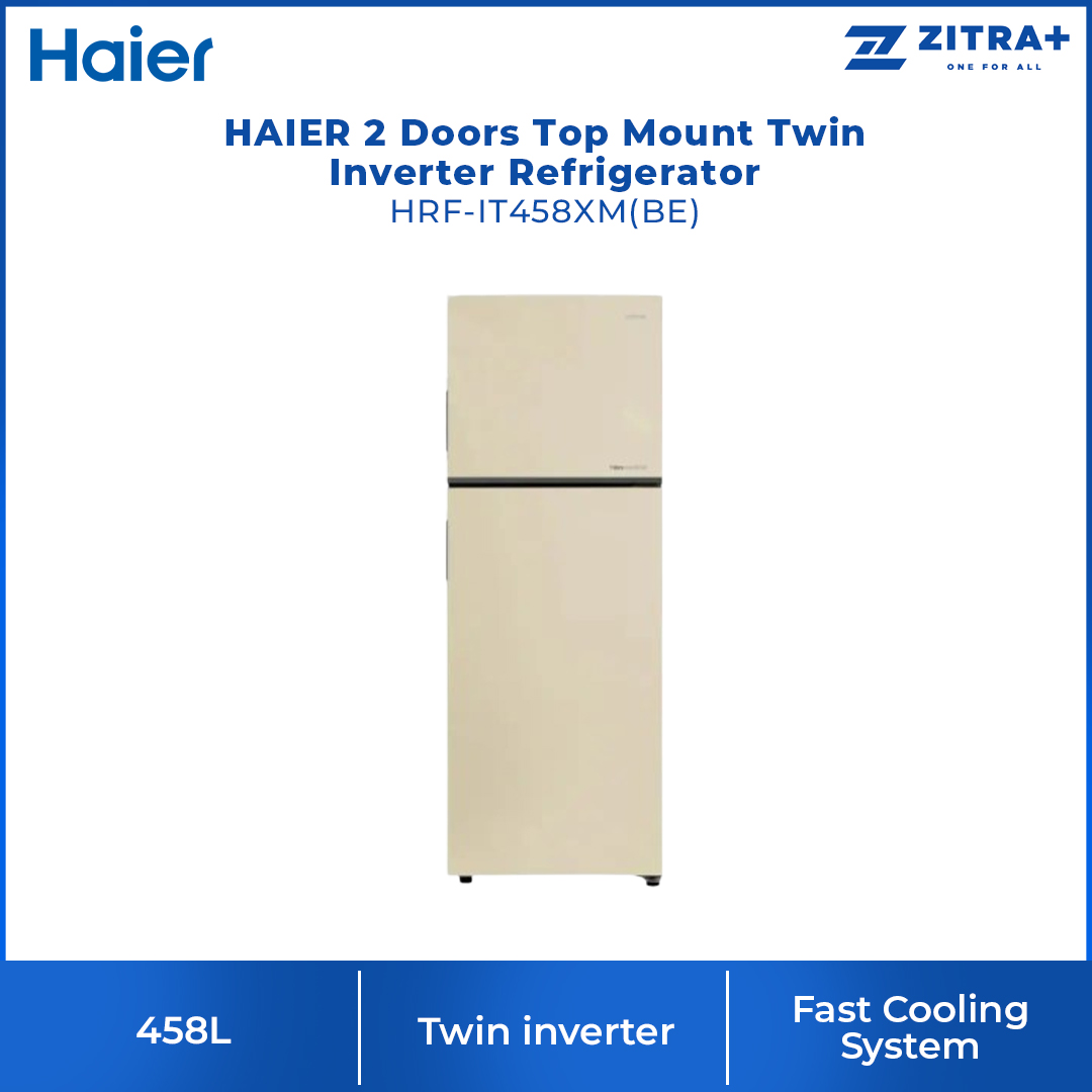 HAIER 418L/458L 2 Doors Top Mount Twin Inverter Refrigerator HRF-IT418XM(BE) / HRF-IT458XM(BE) | 5 Star Energy Saving Rating | Twin inverter | Chiller Box