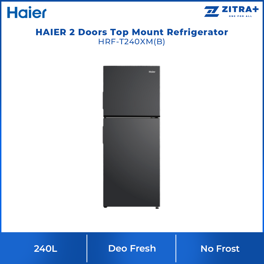 HAIER 240L 2 Doors Top Mount Refrigerator HRF-T240XM| Deo Fresh | 4 Star Energy Saving | No Frost