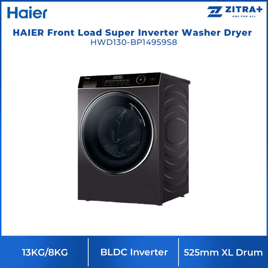 HAIER 13KG/8KG Front Load Super Inverter Washer Dryer HWD130-BP14959S8 | BLDC Inverter | 525mm XL Drum | I-Refresh