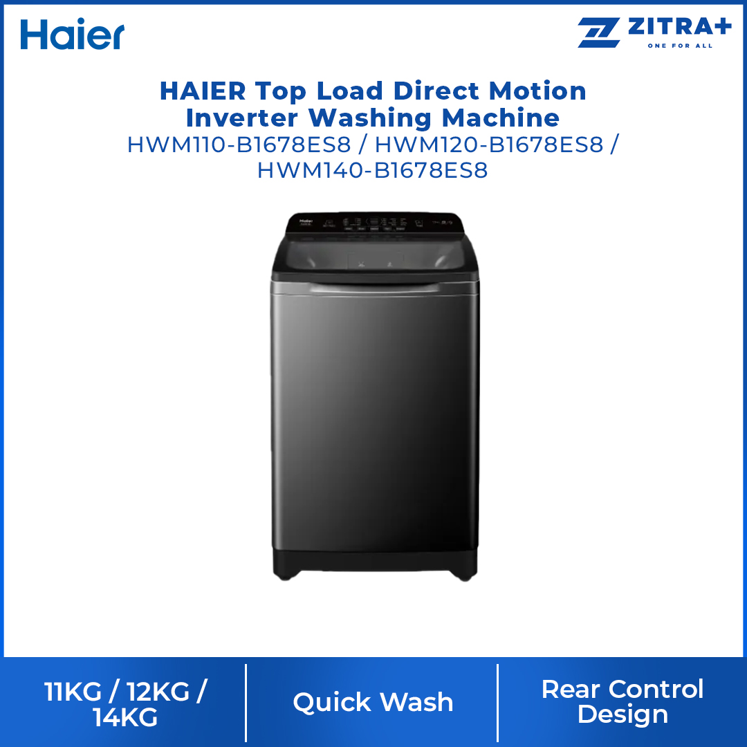 HAIER 11/12/14KG Top Load Direct Motion Inverter Washing Machine HWM120/HWM140-B1678ES8 | Direct Motion Inverter Motor | Quick Wash