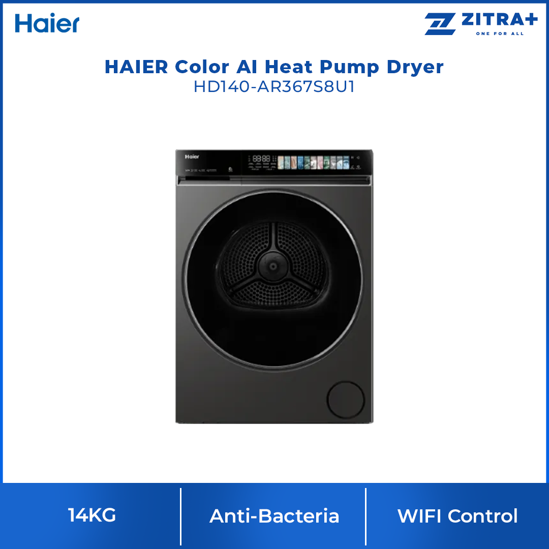 HAIER 14KG Color AI Heat Pump Dryer HD140-AR367S8U1 | Ultra Reverse Tumble | Ultra Sense Function | WIFI Control