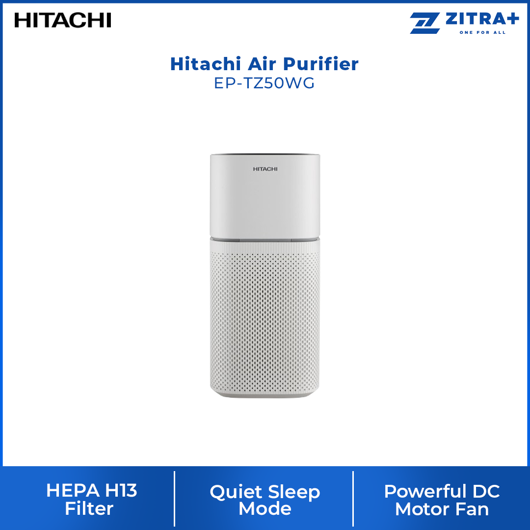 Hitachi Air Purifier EP-TZ50WG | Coverage Area up to 48m² | HEPA H13 Filter | Powerful DC Motor Fan | Smart Control