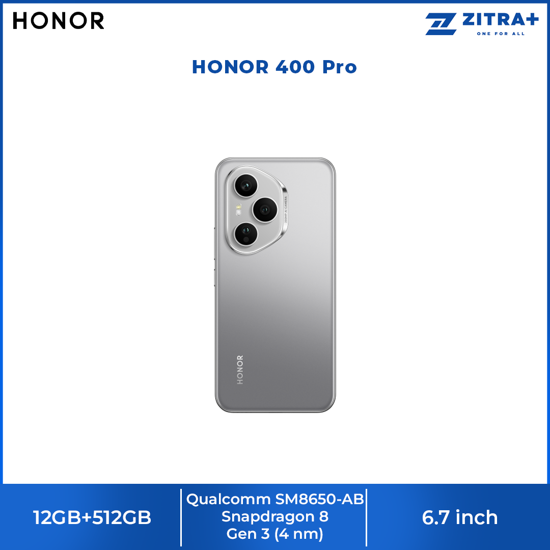 HONOR 400 Pro 12GB+512GB | 200MP Main Camera | 6.7 inch | Qualcomm SM8650-AB Snapdragon 8 Gen 3 (4 nm) | Li-Po 6000 mAh,Fast charging 100W | Android 15, MagicOS 9