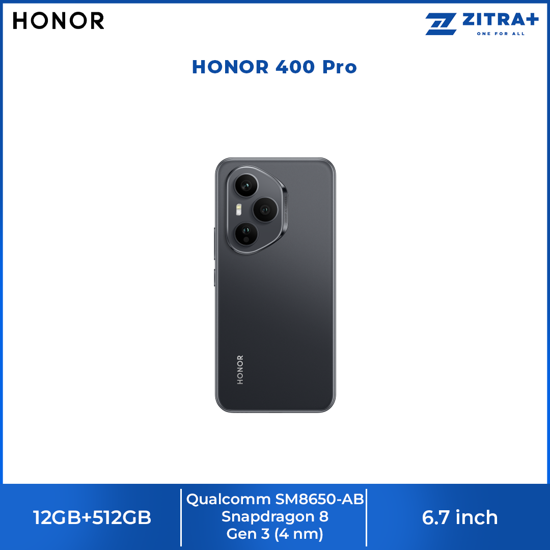 HONOR 400 Pro 12GB+512GB | 200MP Main Camera | 6.7 inch | Qualcomm SM8650-AB Snapdragon 8 Gen 3 (4 nm) | Li-Po 6000 mAh,Fast charging 100W | Android 15, MagicOS 9