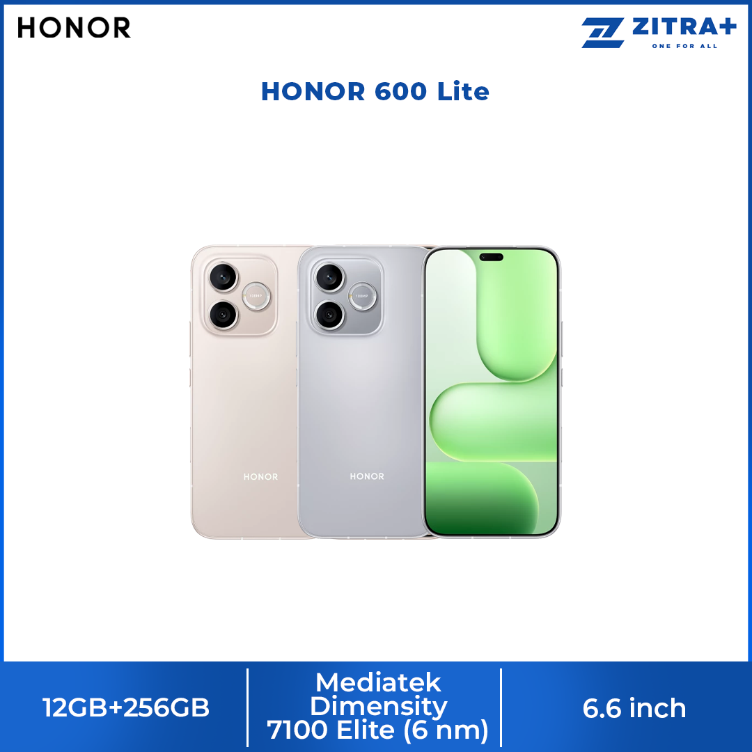 HONOR 600 Lite 12GB+256GB | 6.6 inch, AMOLED | 108MP Rear Camera | Mediatek Dimensity 7100 Elite (6 nm) | Android 16, MagicOS 10 | Li-Po 6520 mAh