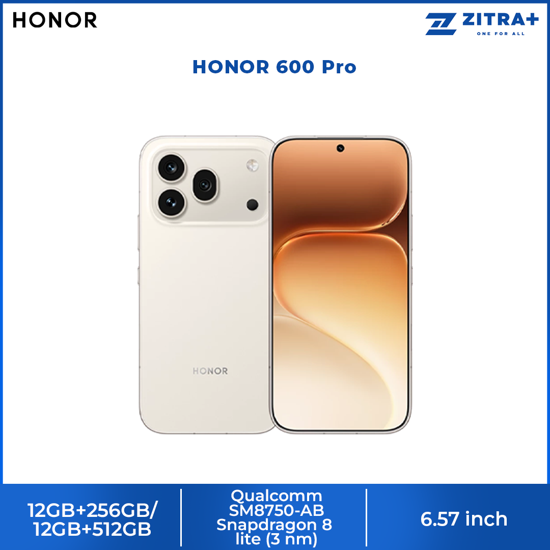 HONOR 600 Pro 12GB+256GB/ 12GB+512GB | 6.57 inch, AMOLED | 200MP Rear Camera | Qualcomm SM8750-AB Snapdragon 8 Elite (3 nm) | Li-Po 7000mAh 